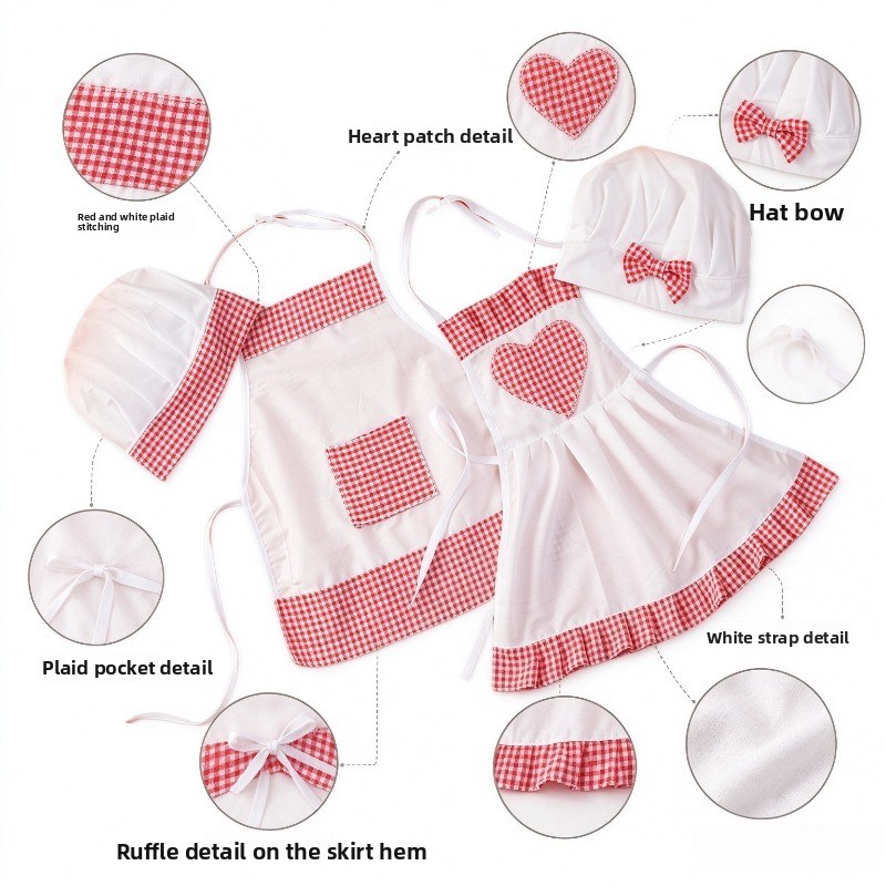 Kids Chef Apron Hat Set Childr - Kitchen Kids Baking Set 评论和价格