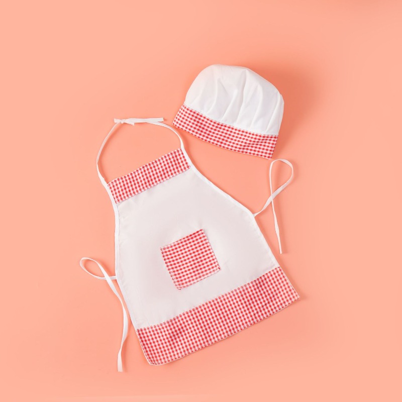 Kids Chef Apron Hat Set Childr - Kitchen Kids Baking Set 评论和价格