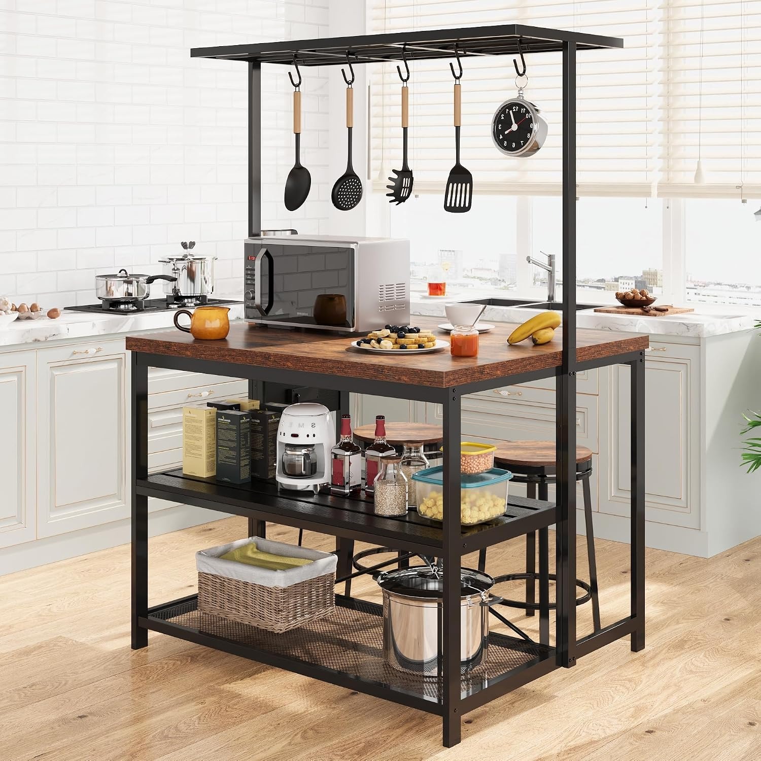 47 in Kitchen Island with Powe - Kitchen Baking Rack 评论和价格