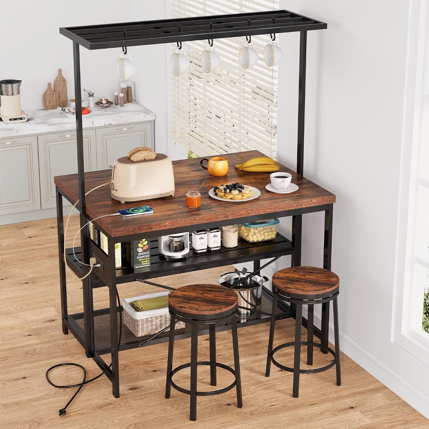 47 in Kitchen Island with Powe - Kitchen Baking Rack 评论和价格