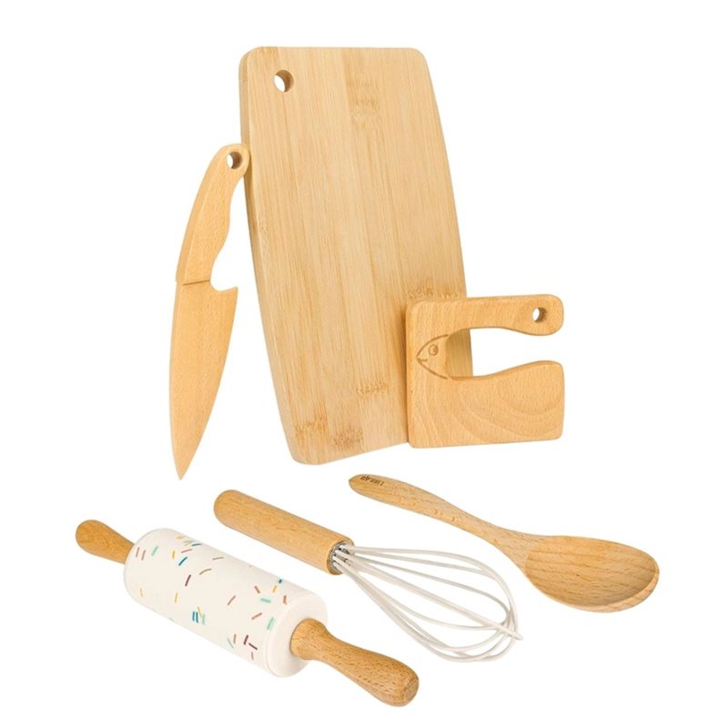 ABUG-Wooden Kids Knife And Tod - Kitchen Kids Baking Set 评论和价格